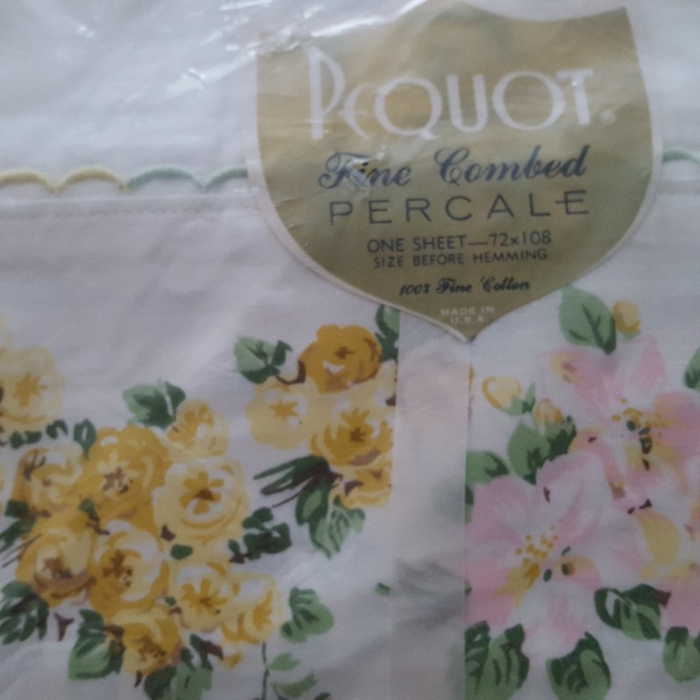 Vintage Flat Sheet Pequot Fine Combed Percale Sweetheart Rose*1 FLAT SHE… - Picture 7 of 8